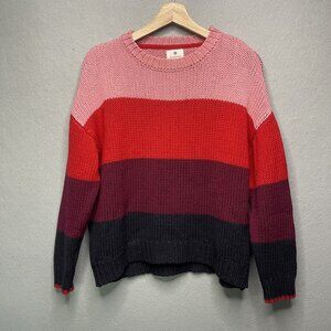 Sundry Scarlett Multi Stripe Red Color Block Wool Blend Sweater 1